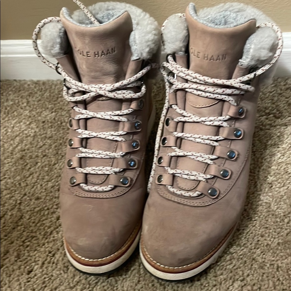 Cole Haan Tan Winter & Rain Boots with Rugged Sole